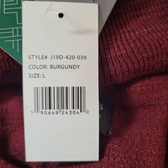 Jachs New York Burgundy Quarter Zip Raglan Pull Over Sweater Size L - Picture 7 of 10